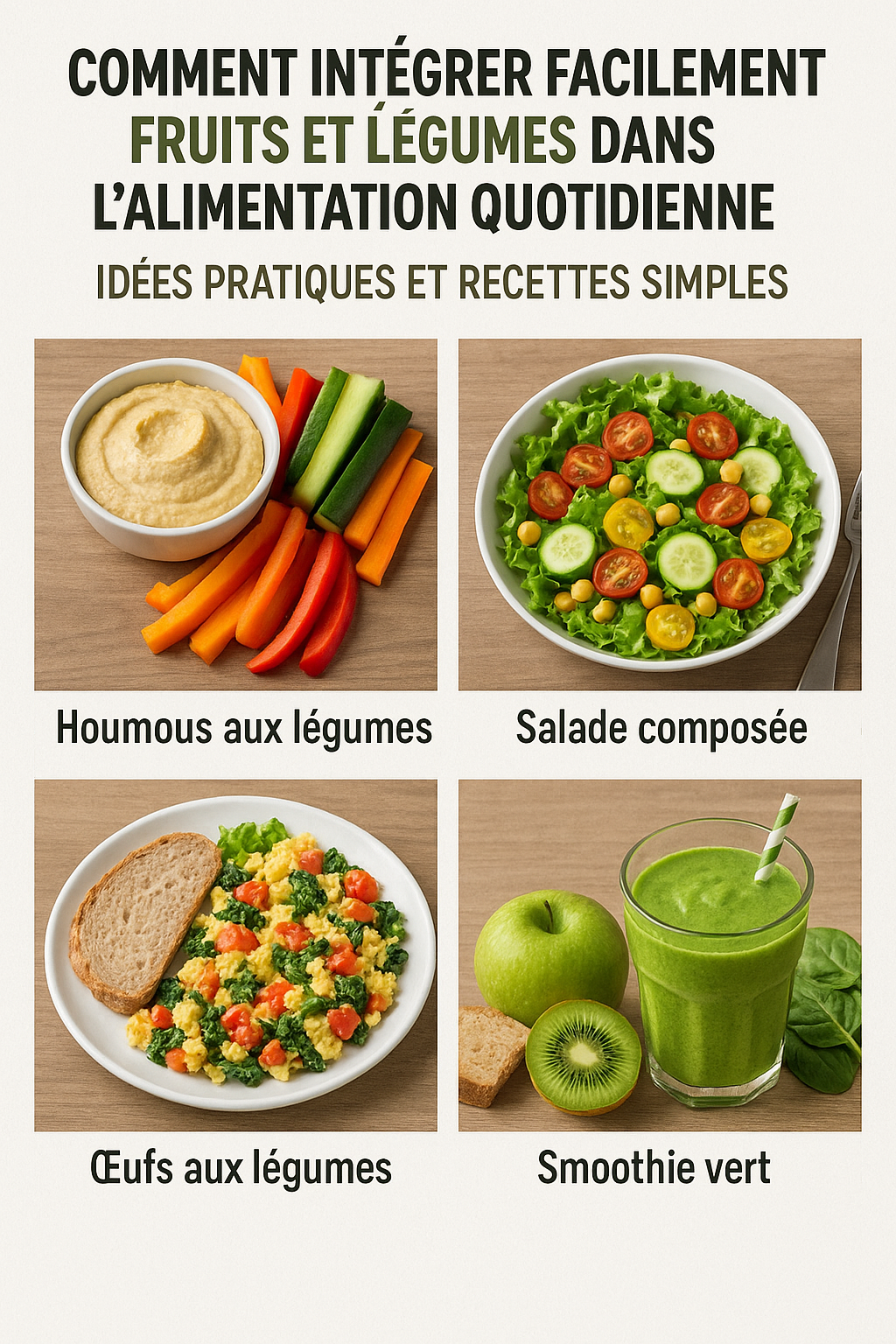 🍅 Comment intégrer facilement fruits et légumes dans l’alimentation quotidienne : idées pratiques et recettes simples